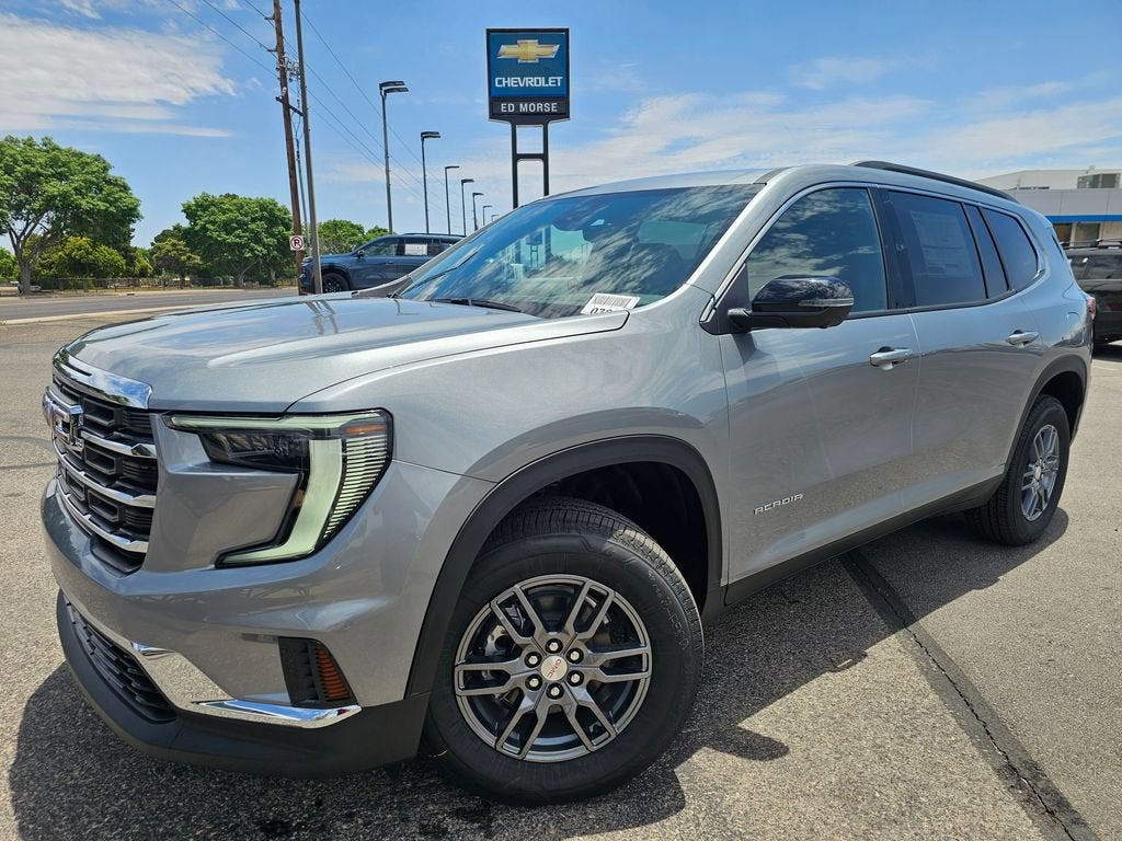 2026 GMC Acadia Elevation in Sterling Metallic — front three-quarter view