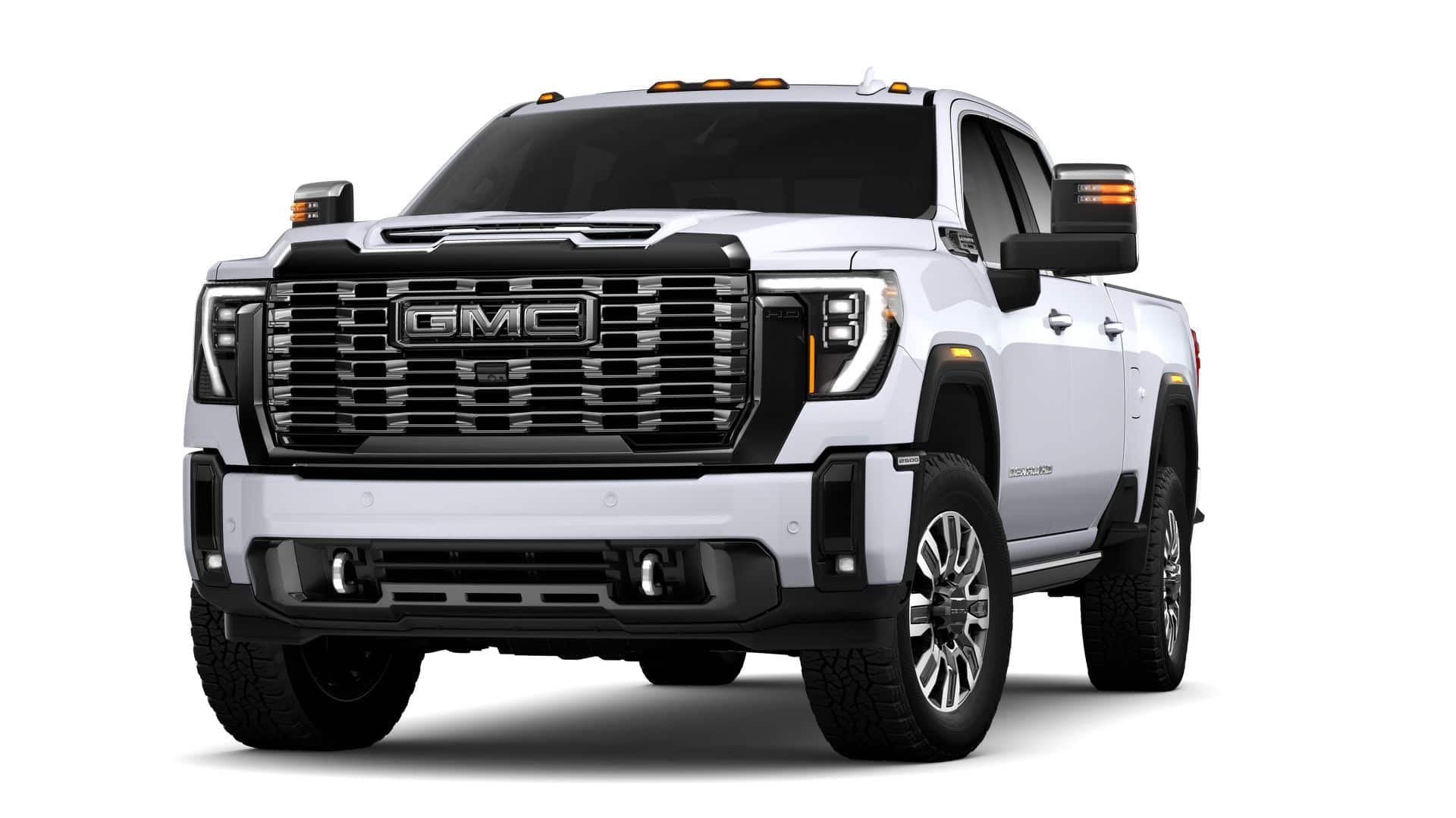 2026 GMC Sierra 2500 HD Denali Ultimate in Glacier White Tricoat — front three-quarter view