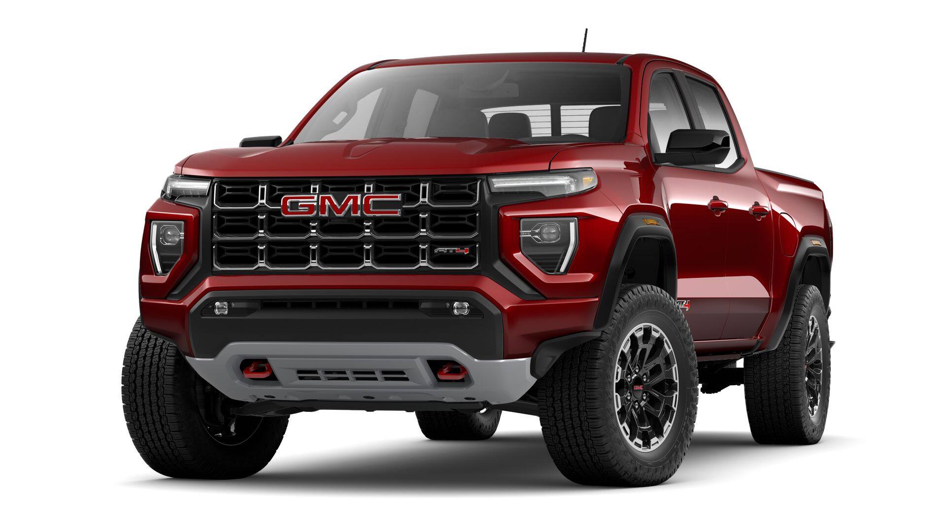 2026 GMC Canyon AT4 in Volcanic Red Tintcoat — front three-quarter view