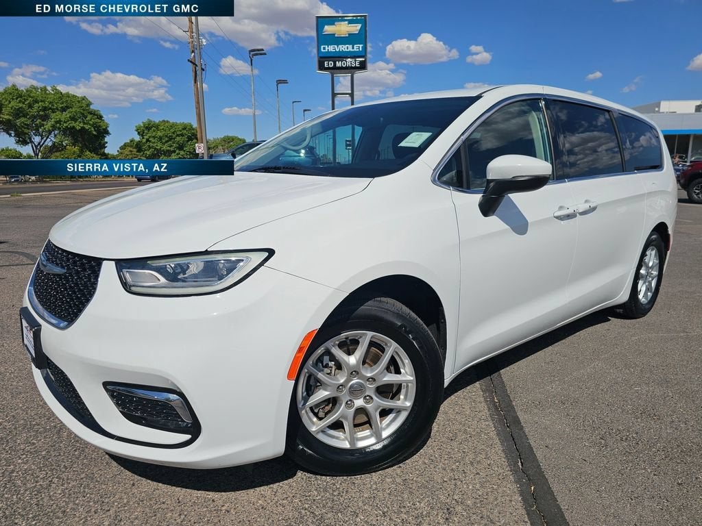 2023 Chrysler Pacifica Touring L in White — front three-quarter view